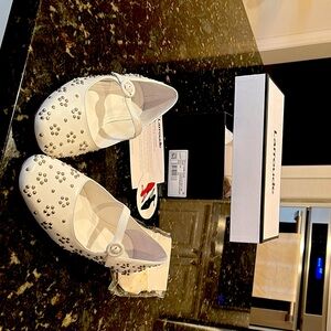 Larroude Blair white kidskin with silver studs